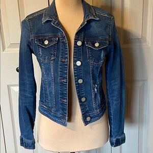 Aeropostale Distressed Denim Jean Jacket Cropped Medium Wash Juniors Small